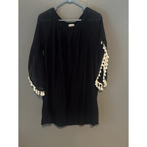 Indigo Soul Size Medium Dress. Navy Blue With White Decorative Tassels.